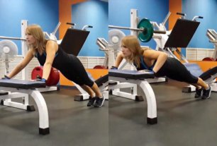 Отжимания от скамьи для тренировки грудных мышц Упражнение для девушек и новичков